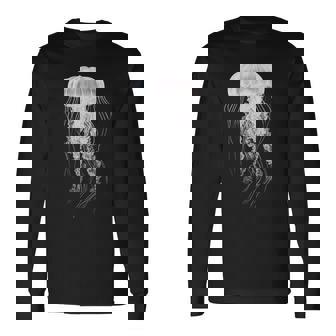 クラゲ 恋人 イラスト 動物 アート グラフィック クラゲ 長袖Tシャツ - Kawaiitshirt