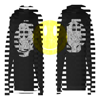 クラシック スマイリーシャツ アンティーク調 80年代風 アシッドハウス アイコン 顔文字 長袖Tシャツ - Kawaiitshirt