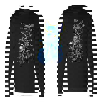 クリスマスにバイクを運転するかわいいチワワ。 長袖Tシャツ - Kawaiitshirt