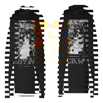 クリムト絵画の猫、猫好き、エキゾチックショートヘア、アーティスト 長袖Tシャツ - Kawaiitshirt