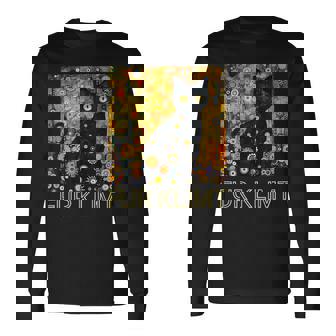 クリムト絵画の黒猫、猫好き、アーティスト美術学生 長袖Tシャツ - Kawaiitshirt