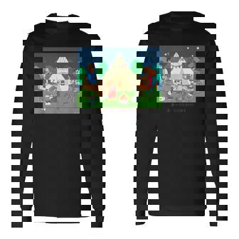 クレヨンしんちゃん 野原一家キャンプファイヤー 集合 長袖Tシャツ - Kawaiitshirt