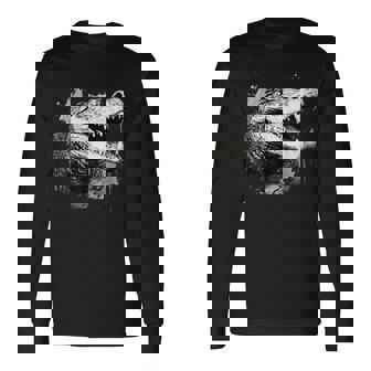 クロコダイル ワニの肖像画 爬虫類 カラフル アニマルプリント 長袖Tシャツ - Kawaiitshirt