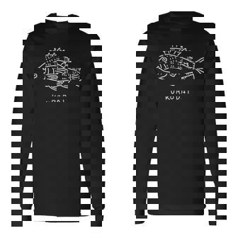 クロダイ２ 白 フィッシング 魚釣り アングラー ゆるおもしろイラスト 長袖Tシャツ - Kawaiitshirt