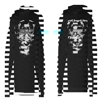 クールなジャック ラッセル テリア犬サングラス グラフィック デザイン 長袖Tシャツ - Kawaiitshirt