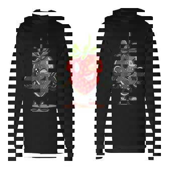 クールなボクシングストロベリーコスチューム。 長袖Tシャツ - Kawaiitshirt