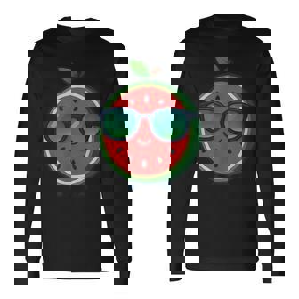 クールな漫画スイカサングラス付き 長袖Tシャツ - Kawaiitshirt