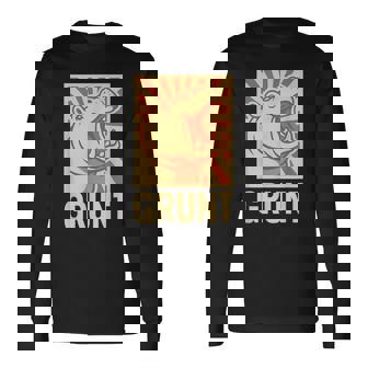 グラントカバアート – 面白い大胆な動物のカバ 長袖Tシャツ - Kawaiitshirt