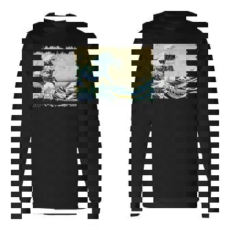 グレートウェーブ 葛飾北斎 名物 ヴィンテージアート おしゃれ 長袖Tシャツ - Kawaiitshirt