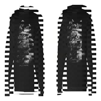 ケアンテリア 犬モチーフ ペットアート ケアンテリア 長袖Tシャツ - Kawaiitshirt