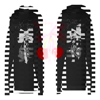 コケット さくらんぼのリボン ビッグチェリー エネルギー キュート コケット 長袖Tシャツ - Kawaiitshirt