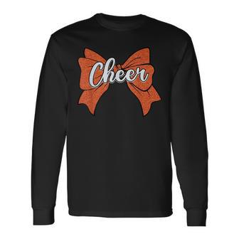 コケット オレンジ チア リボン スポーツ チアリーダー チアリーディング 長袖Tシャツ - Kawaiitshirt