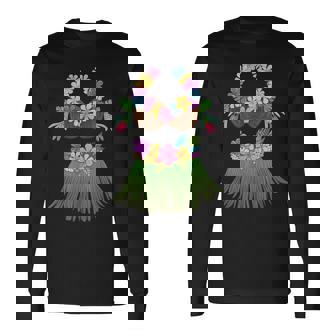 ココナッツブラ レイ 花 草 スカート フラ パーティー ハロウィン 長袖Tシャツ - Kawaiitshirt