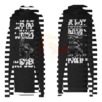 コモドドラゴンを愛するただの少年 男の子 キッズ 長袖Tシャツ - Kawaiitshirt