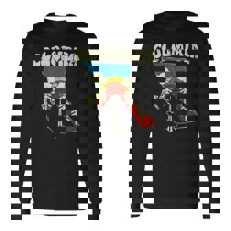 コロンビア ビンテージ コロンビアン カントリー レインボー レトロ 70年代地図 長袖Tシャツ - Kawaiitshirt