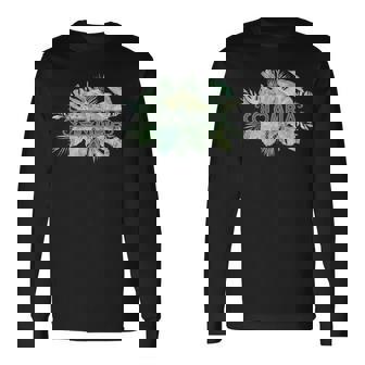 コロンビア ラテンアメリカ カリブ海 太平洋 エコツー リズム ギフト お土産 モンステラヤシ ビーチ ヤシの木 長袖Tシャツ - Kawaiitshirt