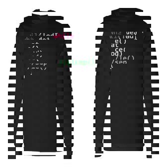 コンピュータサイエンスのpythonプログラマはコードの睡眠を食べます 長袖Tシャツ - Kawaiitshirt