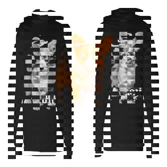 コーギー 天使 子犬 水彩 長袖Tシャツ - Kawaiitshirt