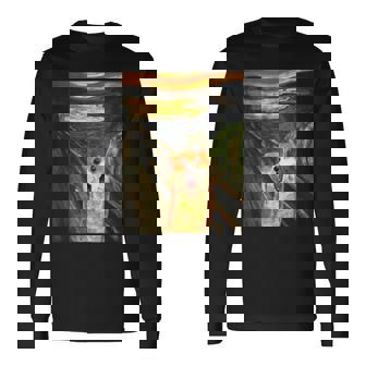 コーギー 面白いtシャツ 犬 ムンクの叫び かわいい メンズ 子供 おもしろ 服 ネタ わんこ 長袖Tシャツ - Kawaiitshirt