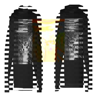 コーギー 面白いtシャツ 犬 ムンクの叫び かわいい メンズ 子供 おもしろ 服 グッズ ネタ わんこ 長袖Tシャツ - Kawaiitshirt