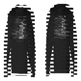 コース上の帆船 長袖Tシャツ - Kawaiitshirt