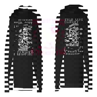 コーヒーフェミニストの怒りに支えられたスケルトンフェミニスト フェミニズム 長袖Tシャツ - Kawaiitshirt