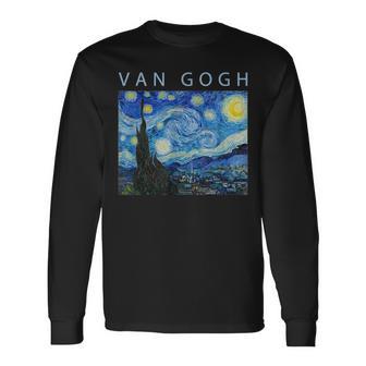 ゴッホ 面白いtシャツ おもしろ アート 星月夜 印象派 絵画 メンズ レディース 面白い 服 美術 ネタ 長袖Tシャツ - Kawaiitshirt