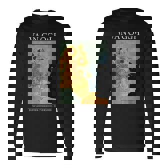 ゴッホ 黒猫 ひまわり おもしろ猫 長袖Tシャツ - Kawaiitshirt