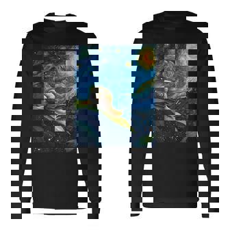 ゴッホの星空の夜のカタツムリスローモーバー動物愛好家 長袖Tシャツ - Kawaiitshirt