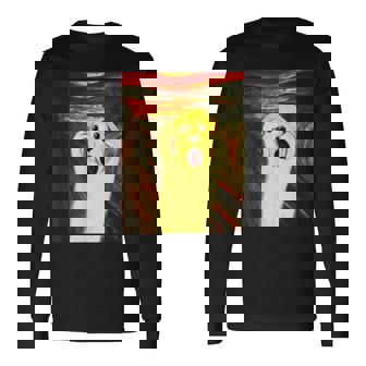 ゴールデンレトリバー 面白いtシャツ 犬 ムンクの叫び かわいい メンズ 子供 おもしろ 服 グッズ ネタ 長袖Tシャツ - Kawaiitshirt