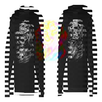 ゴールデン・レトリーバー 犬 カラフル ポップアート 犬好き 長袖Tシャツ - Kawaiitshirt