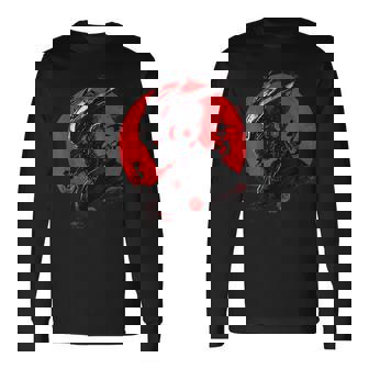 サイバーロボ サムライ メカヘルメット 日本アニメ アート 長袖Tシャツ - Kawaiitshirt