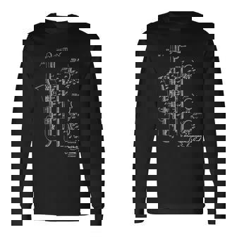 サックス バリサックス 特許スタイル クール サックス 長袖Tシャツ - Kawaiitshirt