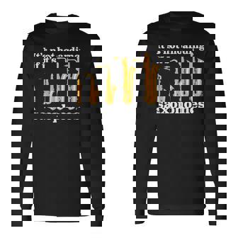 サックス奏者のための面白いサックスミームまたはサックスジョーク 「Axophone Joke 」 長袖Tシャツ - Kawaiitshirt