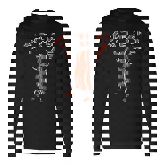 サムギョプサル 韓国 豚 腹 ハングル 文字 韓国 長袖Tシャツ - Kawaiitshirt