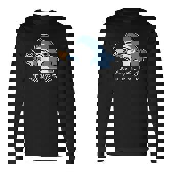 サメパンチ パンチを繰り出すサメ さめ 鮫 おもしろ 長袖Tシャツ - Kawaiitshirt