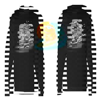 サングラスでサーフィンカピバラ 長袖Tシャツ - Kawaiitshirt