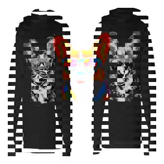 サングラスとコーギー ウェルシュ・コーギー犬 甘いウェルシュ・コーギー 長袖Tシャツ - Kawaiitshirt