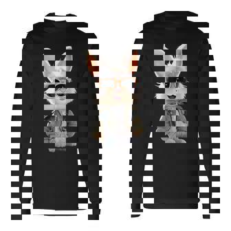 サングラスをかけたうさぎ 茶色のうさぎ かわいいうさぎ 長袖Tシャツ - Kawaiitshirt