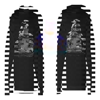 サングラスをかけたカバ カバ かわいいカバ 長袖Tシャツ - Kawaiitshirt