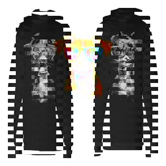 サングラスをかけたジャック・ラッセル・テリア ジャック・ラッセル愛好家 長袖Tシャツ - Kawaiitshirt