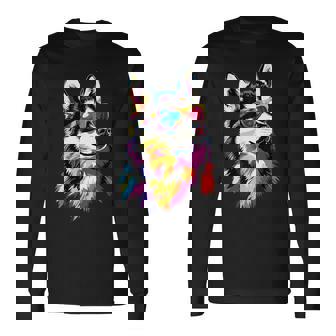 サングラスをかけたハスキー犬 私はシベリアンハスキーが大好きです。 長袖Tシャツ - Kawaiitshirt