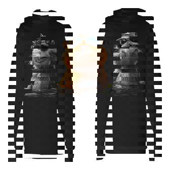 サングラスをかけたビーバー げっ歯類が大好き かわいいビーバー 長袖Tシャツ - Kawaiitshirt