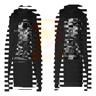 サングラスをかけたピットブル アメリカン・ピット・ブル・テリア 長袖Tシャツ - Kawaiitshirt