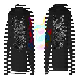 サングラスをかけたフレンチ・ブルドッグ ブルドッグ・マスティフ 長袖Tシャツ - Kawaiitshirt