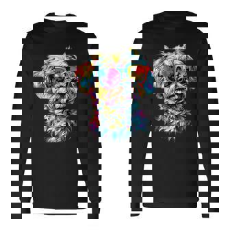 サングラスをかけたマルチーズ マルチーズ犬は甘いマルチーズが大好き 長袖Tシャツ - Kawaiitshirt