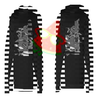 サングラス面白いスイカとスイカの夏のメロン 長袖Tシャツ - Kawaiitshirt