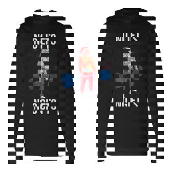 サンタ クリスマス 面白いtシャツ ウエイトリフティング 筋トレ メンズ おもしろ 面白い 服 おもしろグッズ ネタ 長袖Tシャツ - Kawaiitshirt