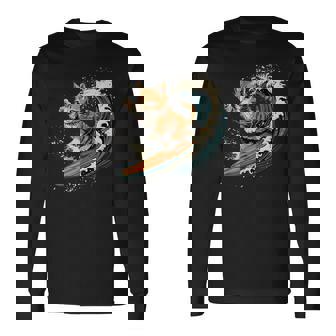 サーファー猫 サーフィン 長袖Tシャツ - Kawaiitshirt