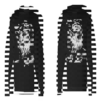 シェットランド・シープドッグ お座り犬 ハート シェルティ グラフィック デザイン 長袖Tシャツ - Kawaiitshirt